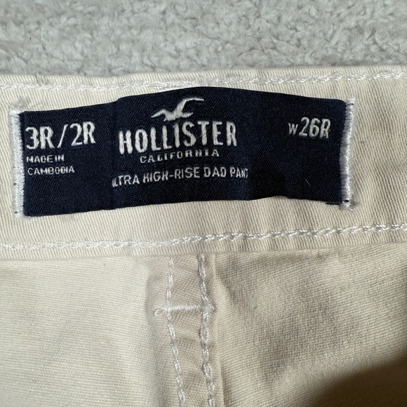 Hollister Ultra High Rise Dad Pant, Women's Size 26R Beige‎ Cotton Stretch Cargo - Picture 3 of 8